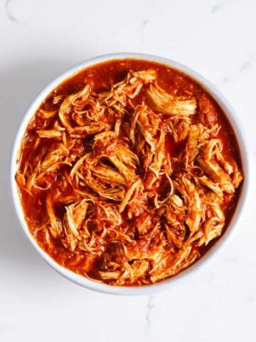 Shredded chipotle chicken in a bowl